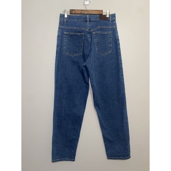 LL Bean Womens High Rise Tapered Leg Jean Classic Mom Jeans Blue Comfort Size 12 - Picture 7 of 15